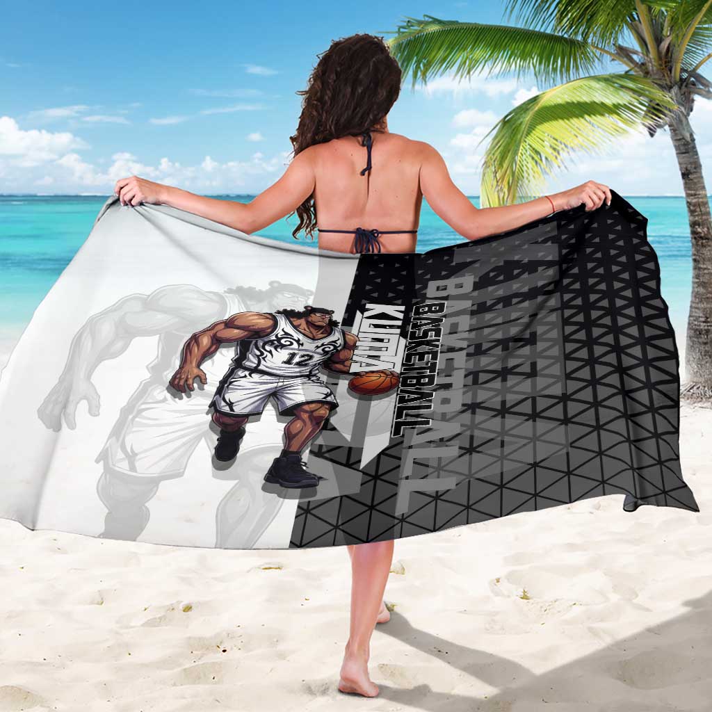 Bartholomew Kuma One Piece Basketball Crossover Design Sarong with Monochrome Geometric Background and Dynamic Pose - The Mazicc