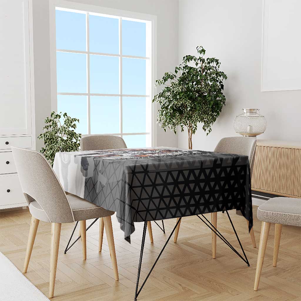 Bartholomew Kuma One Piece Basketball Crossover Design Tablecloth with Monochrome Geometric Background and Dynamic Pose - The Mazicc