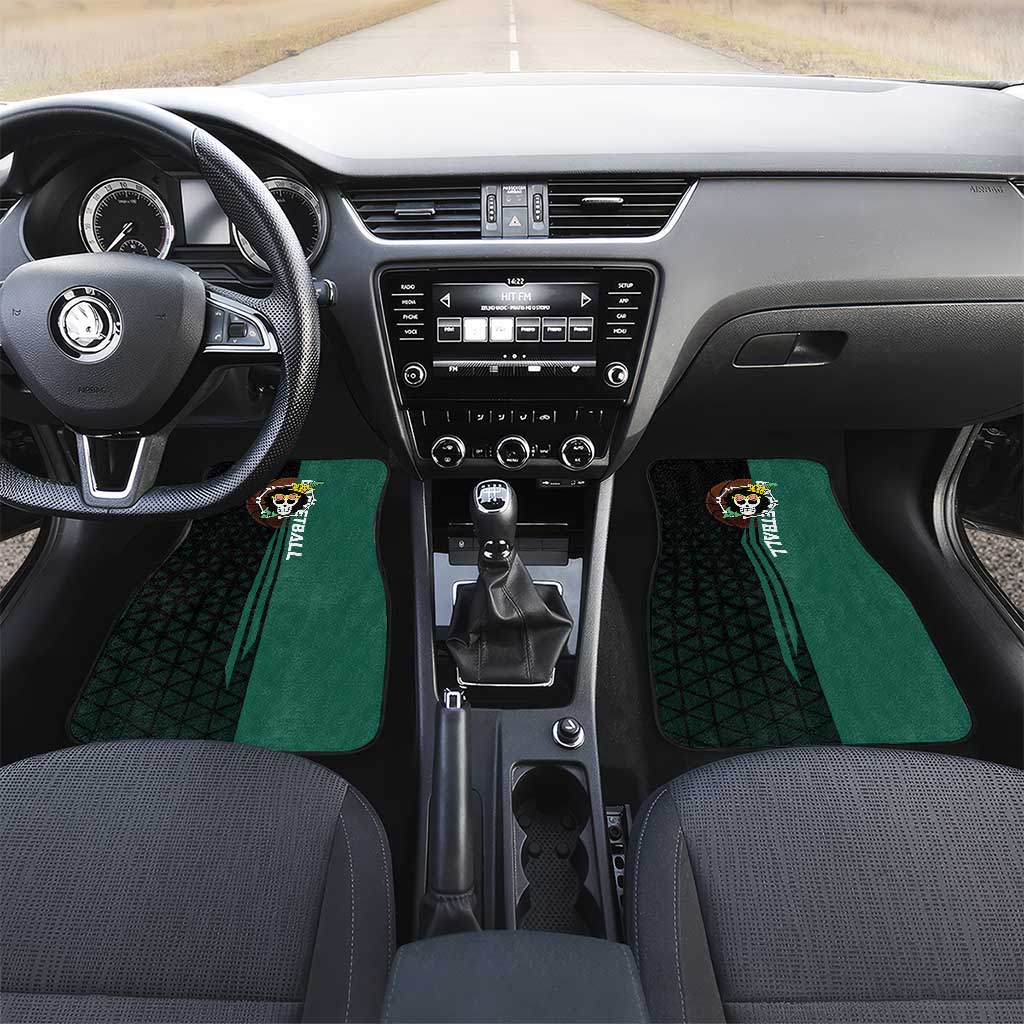 Brook One Piece Basketball Theme Green and Black Design Car Mats with Skull Emblem and Energetic Pose - The Mazicc