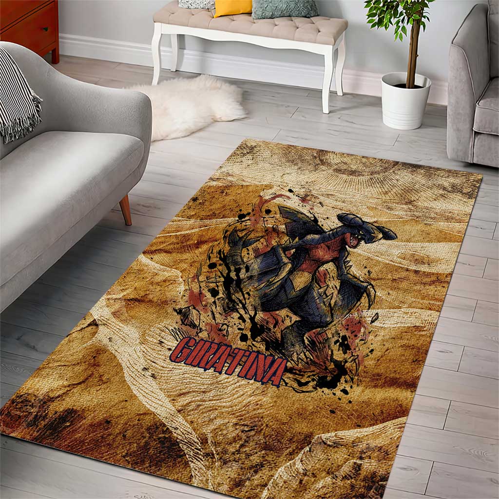 The Desert Apex Giratina Area Rug Grunge Ink Sandstorm Art