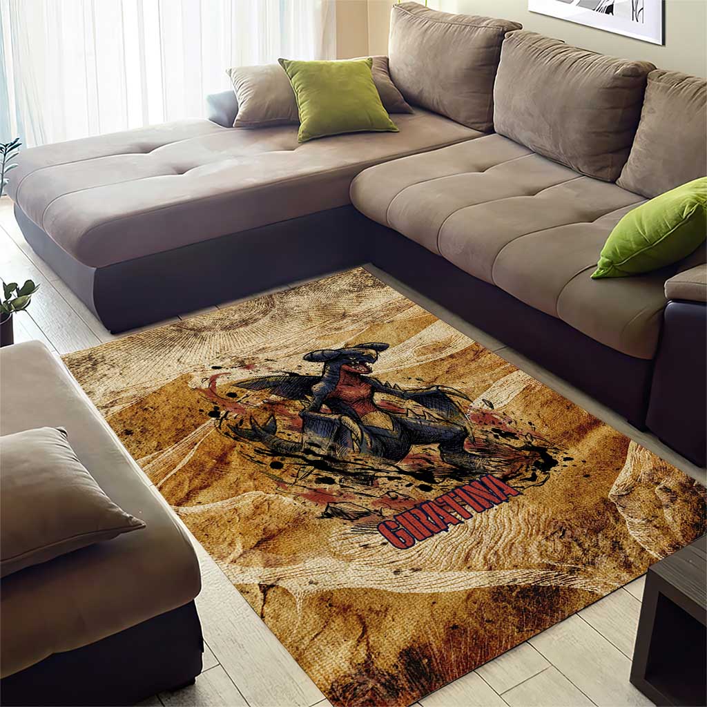 The Desert Apex Giratina Area Rug Grunge Ink Sandstorm Art