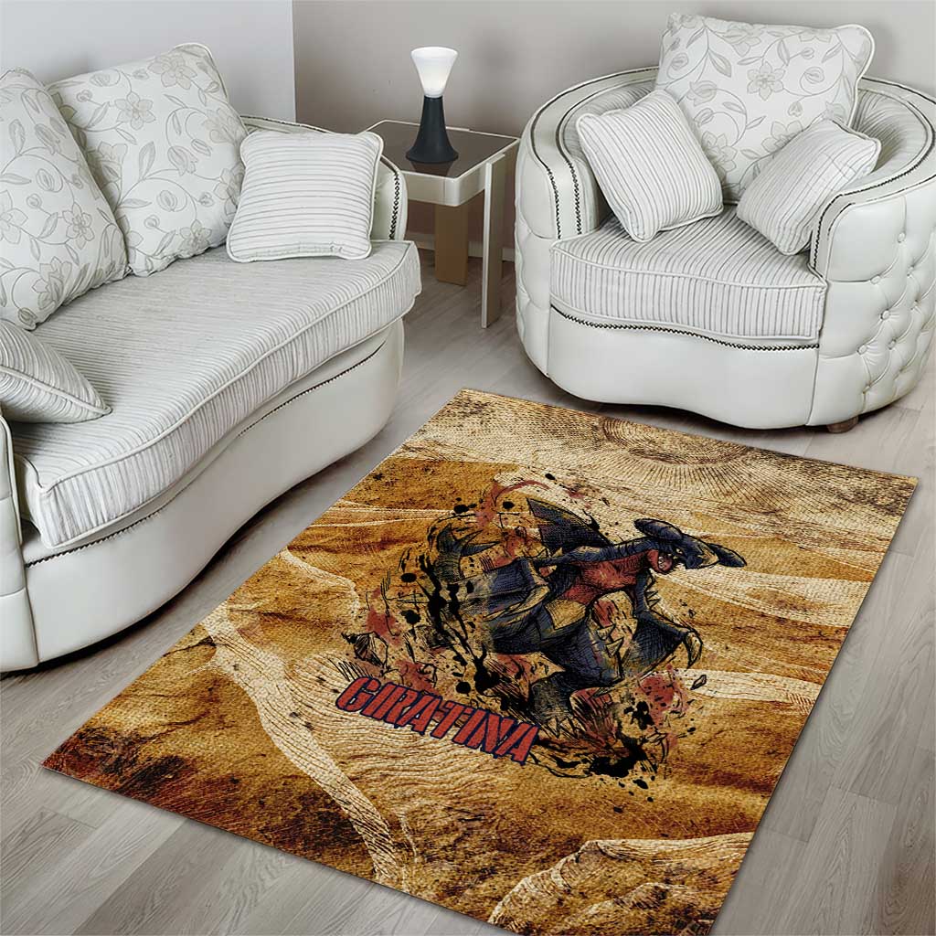 The Desert Apex Giratina Area Rug Grunge Ink Sandstorm Art