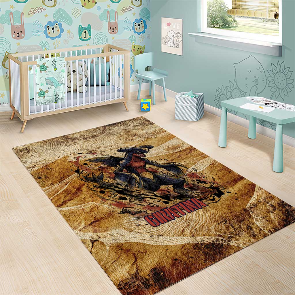 The Desert Apex Giratina Area Rug Grunge Ink Sandstorm Art