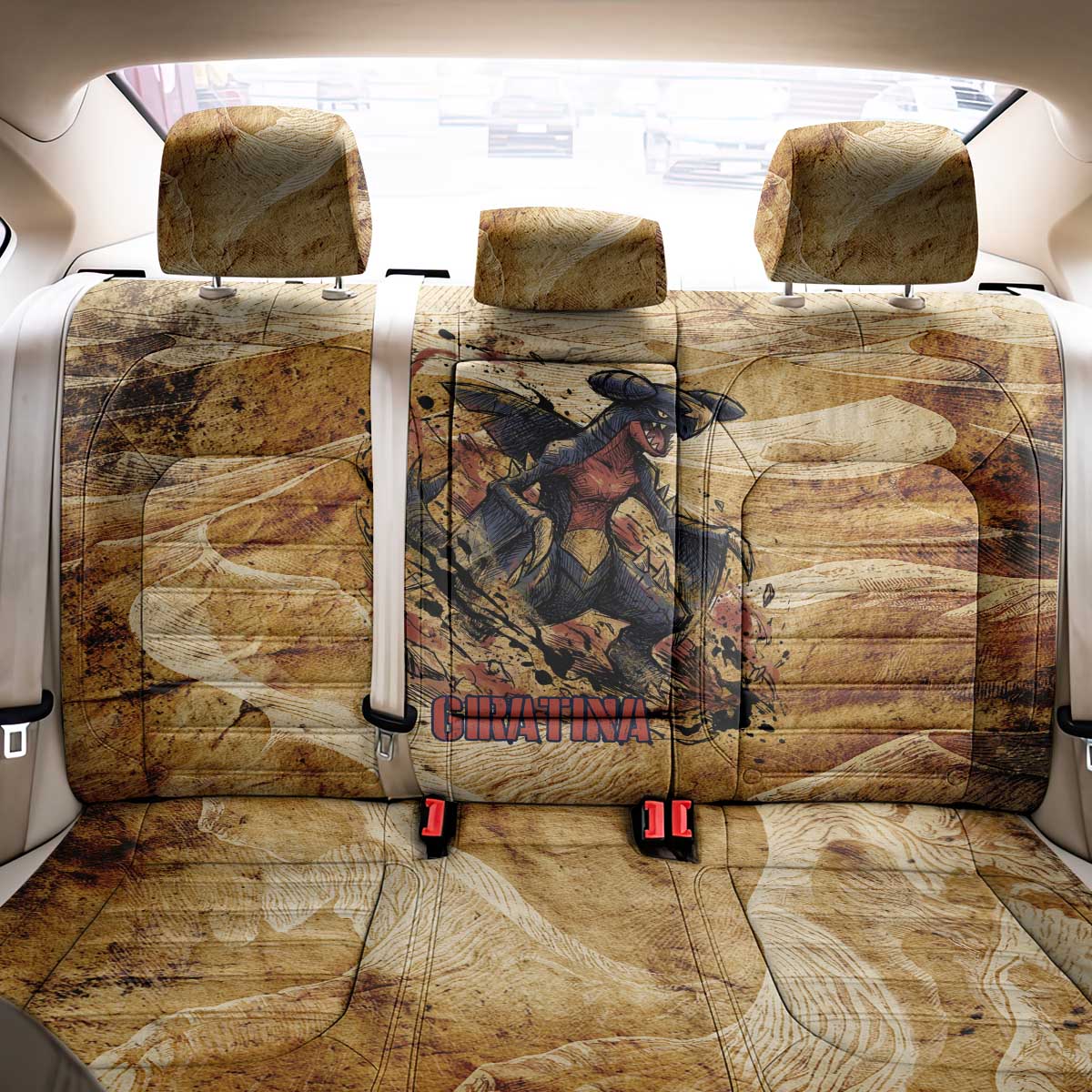 The Desert Apex Giratina Back Car Seat Cover Grunge Ink Sandstorm Art