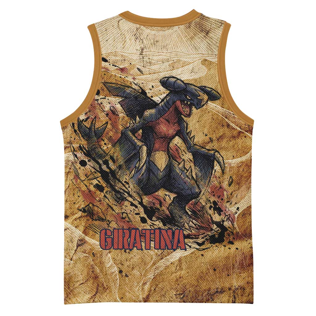 The Desert Apex Giratina Basketball Jersey Grunge Ink Sandstorm Art