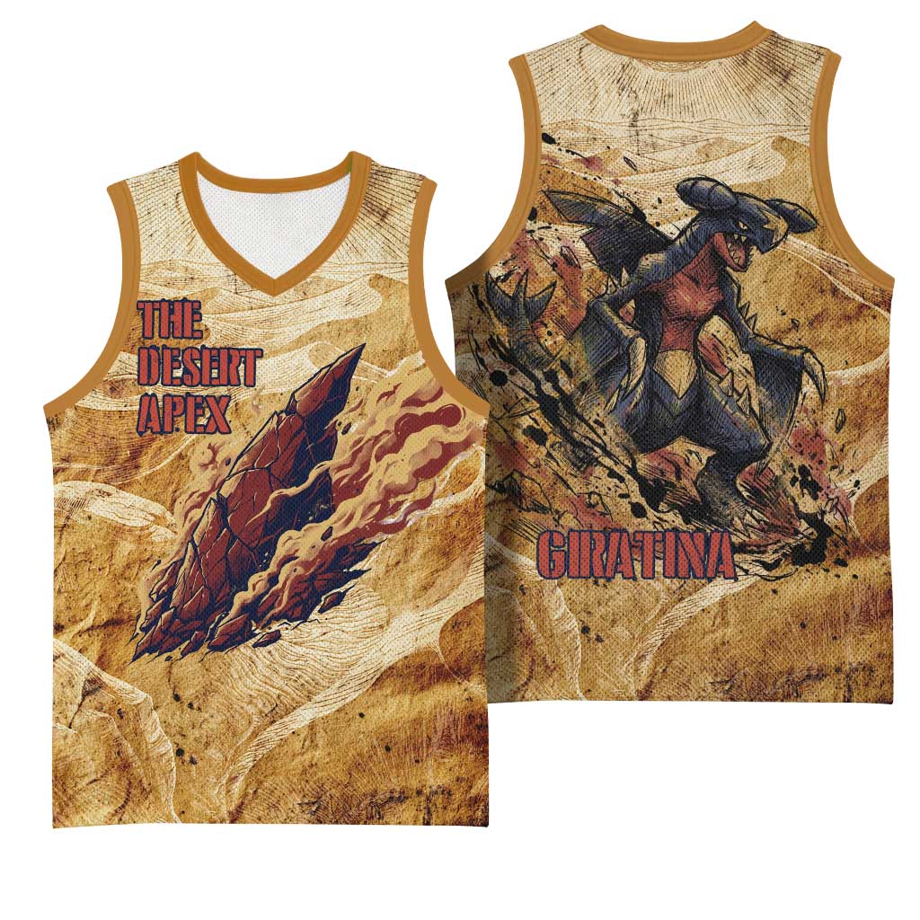 The Desert Apex Giratina Basketball Jersey Grunge Ink Sandstorm Art