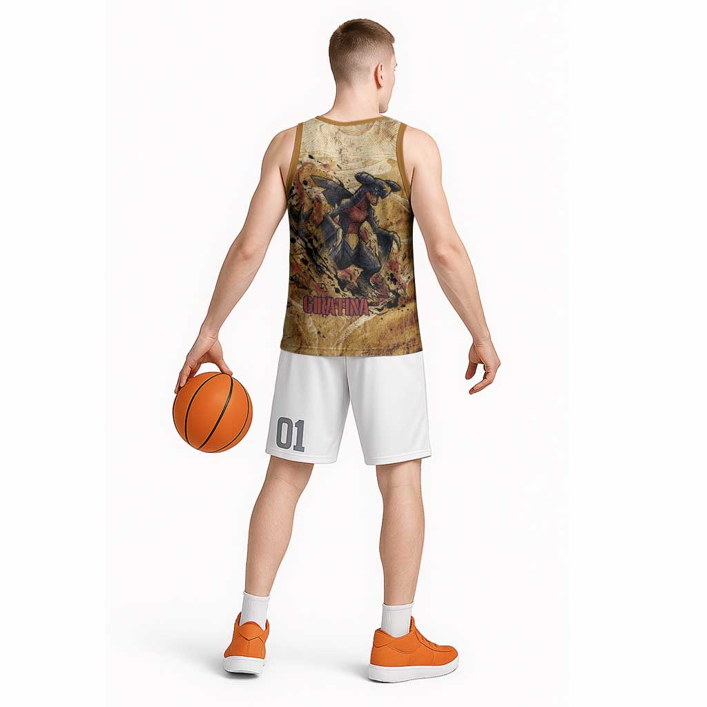 The Desert Apex Giratina Basketball Jersey Grunge Ink Sandstorm Art