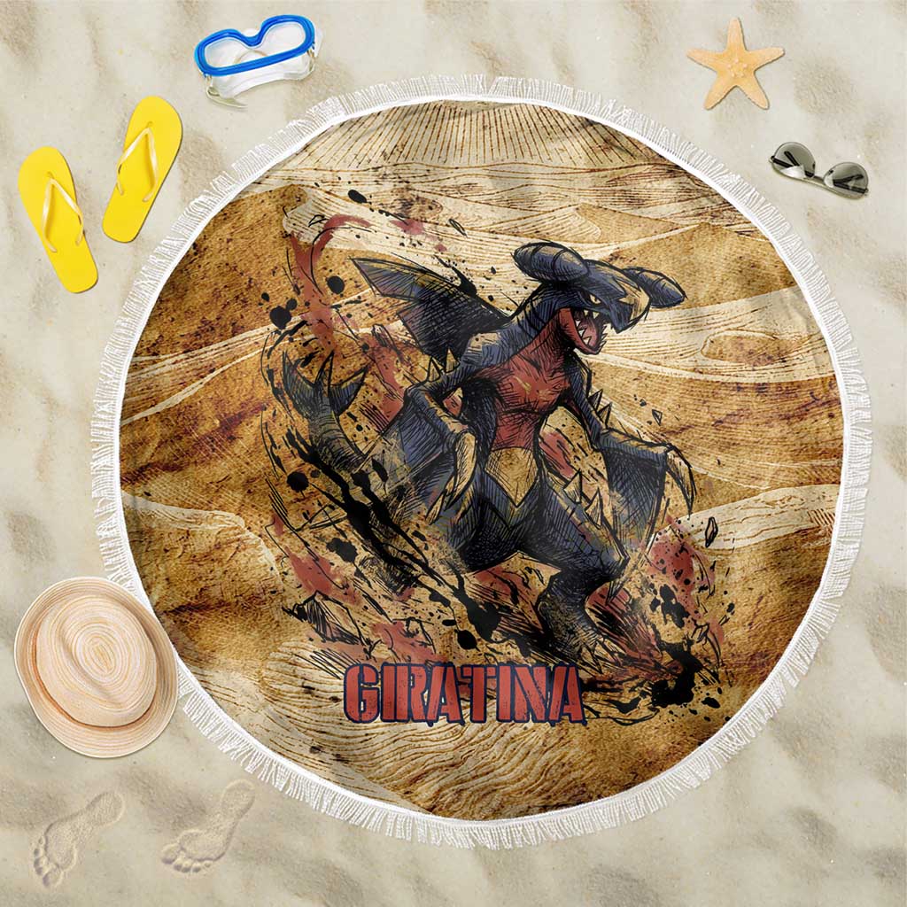 The Desert Apex Giratina Beach Blanket Grunge Ink Sandstorm Art