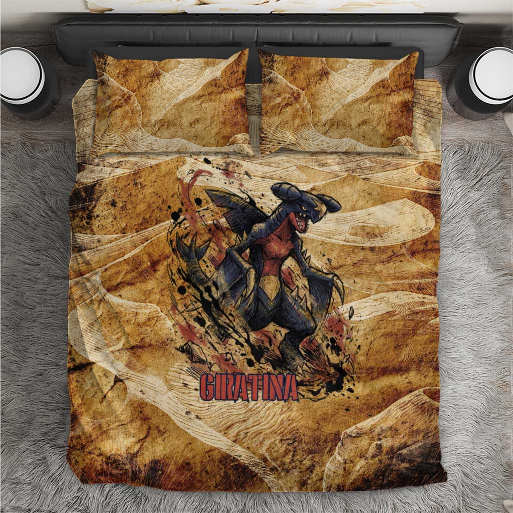 The Desert Apex Giratina Bedding Set Grunge Ink Sandstorm Art