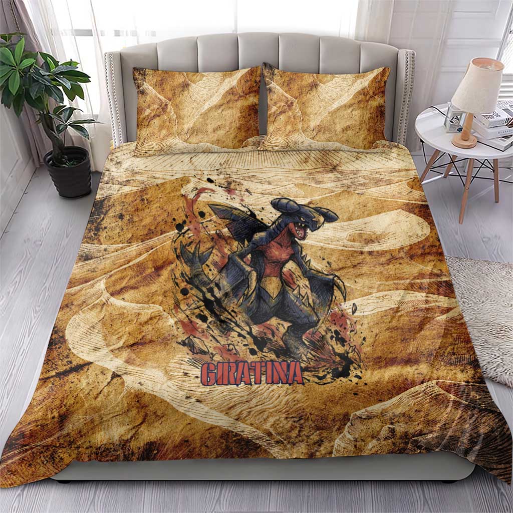 The Desert Apex Giratina Bedding Set Grunge Ink Sandstorm Art