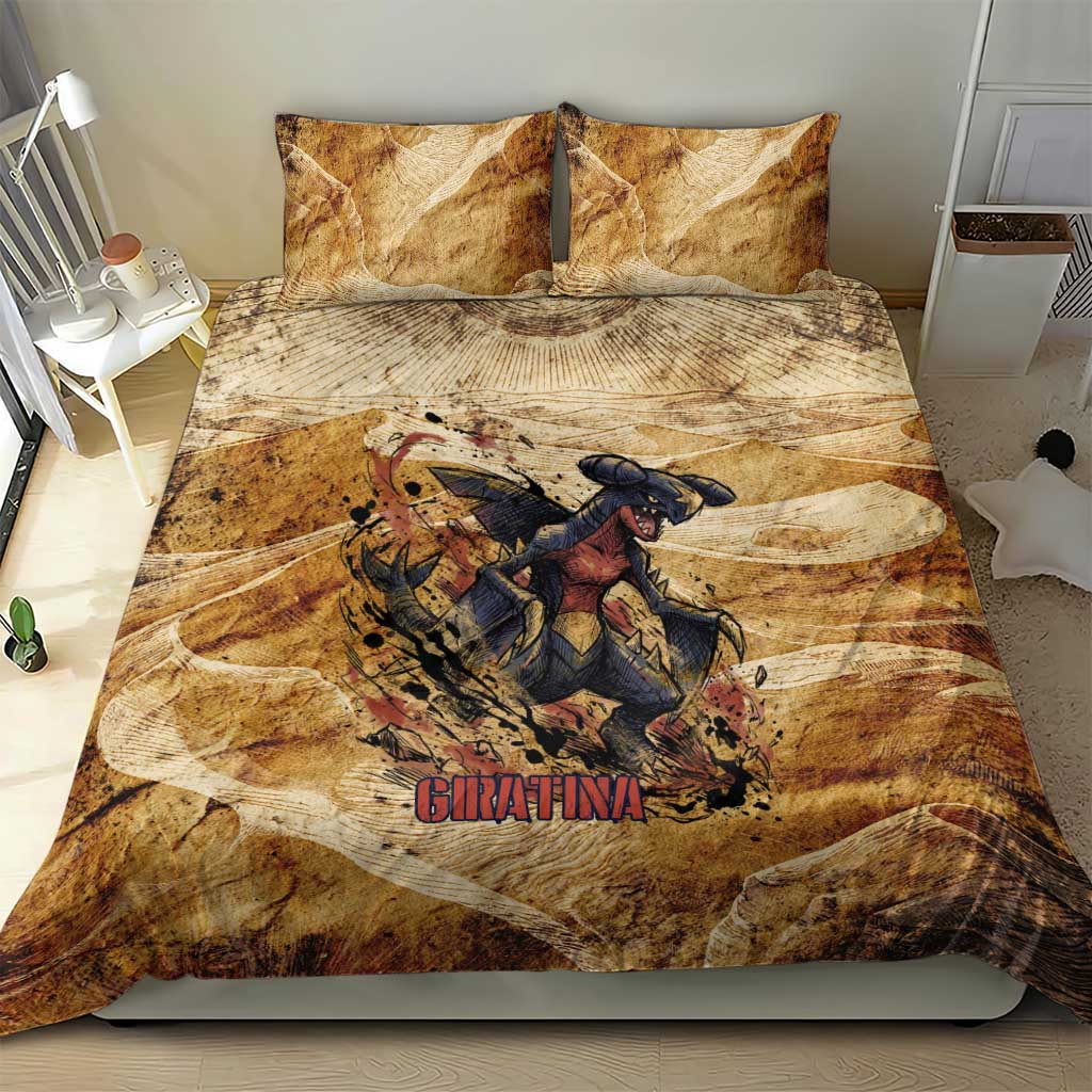 The Desert Apex Giratina Bedding Set Grunge Ink Sandstorm Art