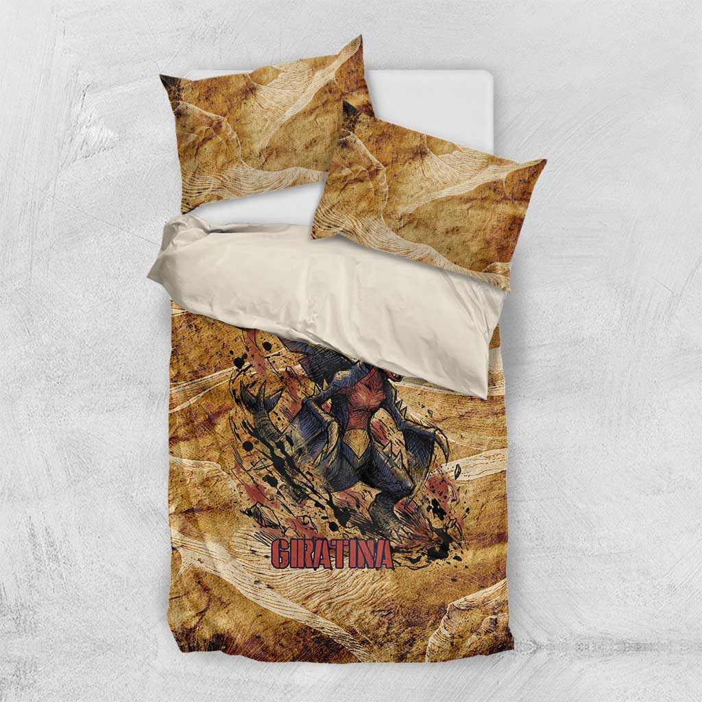 The Desert Apex Giratina Bedding Set Grunge Ink Sandstorm Art