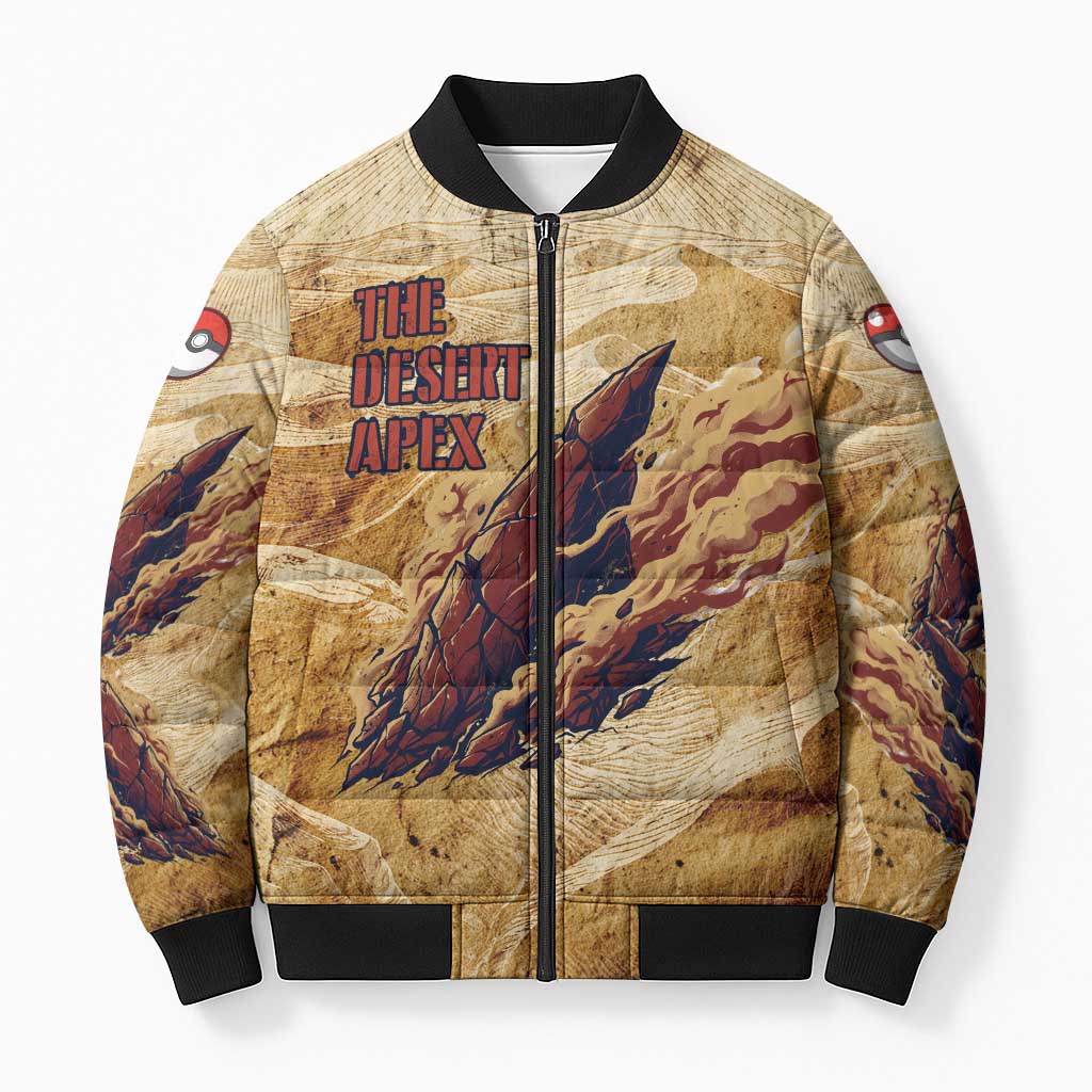The Desert Apex Giratina Bomber Puffer Jacket Grunge Ink Sandstorm Art