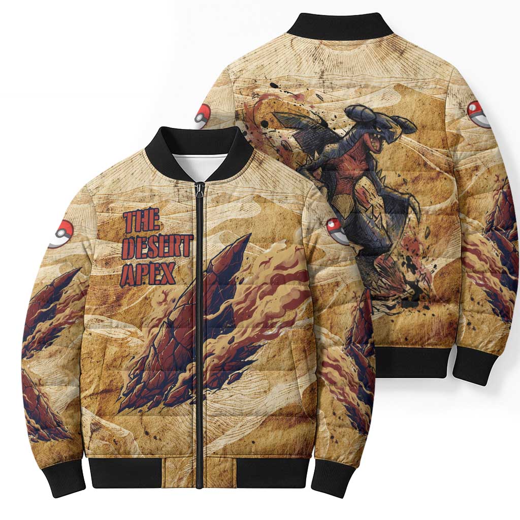 The Desert Apex Giratina Bomber Puffer Jacket Grunge Ink Sandstorm Art