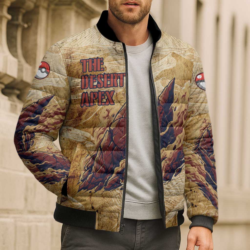 The Desert Apex Giratina Bomber Puffer Jacket Grunge Ink Sandstorm Art