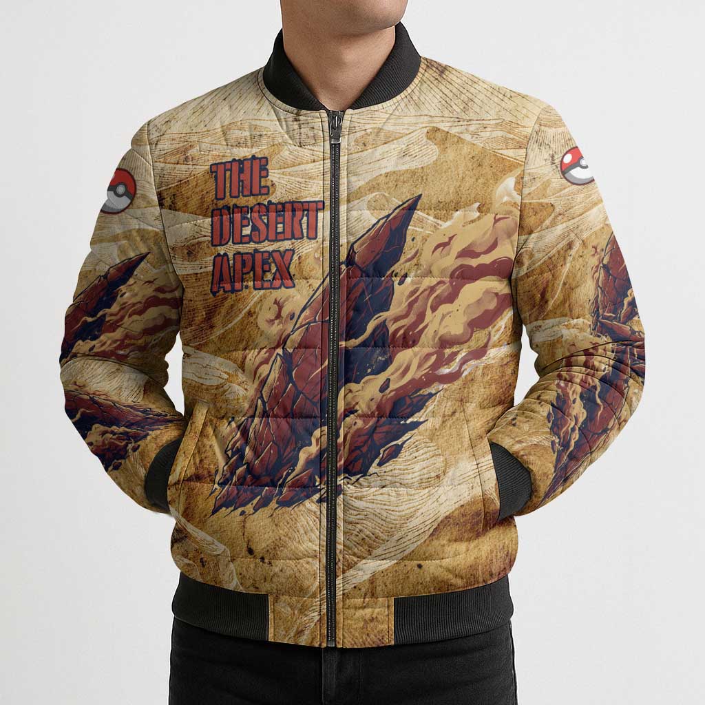 The Desert Apex Giratina Bomber Puffer Jacket Grunge Ink Sandstorm Art