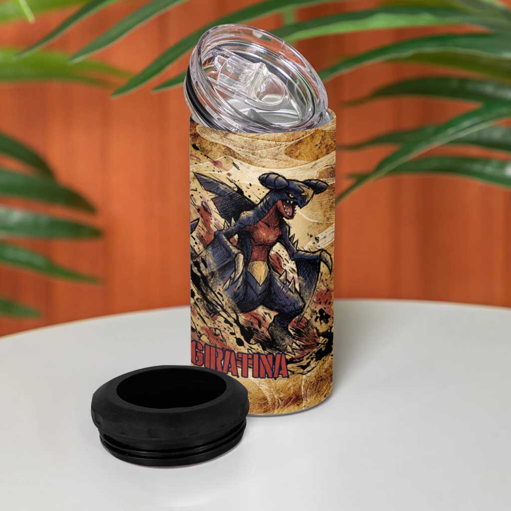 The Desert Apex Giratina 4 in 1 Can Cooler Tumbler Grunge Ink Sandstorm Art