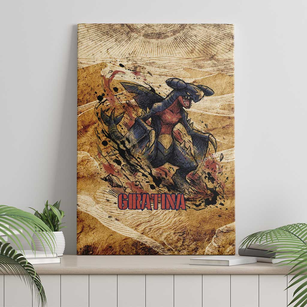The Desert Apex Giratina Canvas Wall Art Grunge Ink Sandstorm Art
