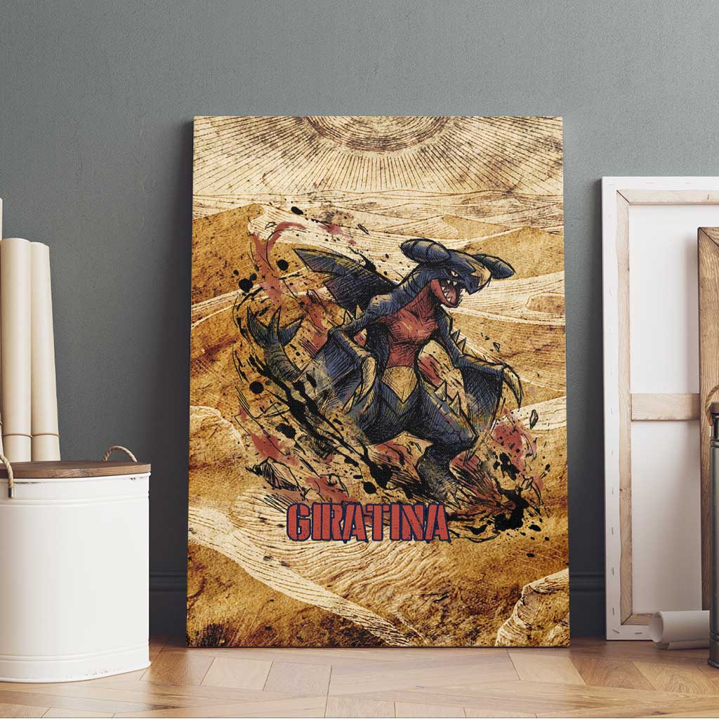 The Desert Apex Giratina Canvas Wall Art Grunge Ink Sandstorm Art