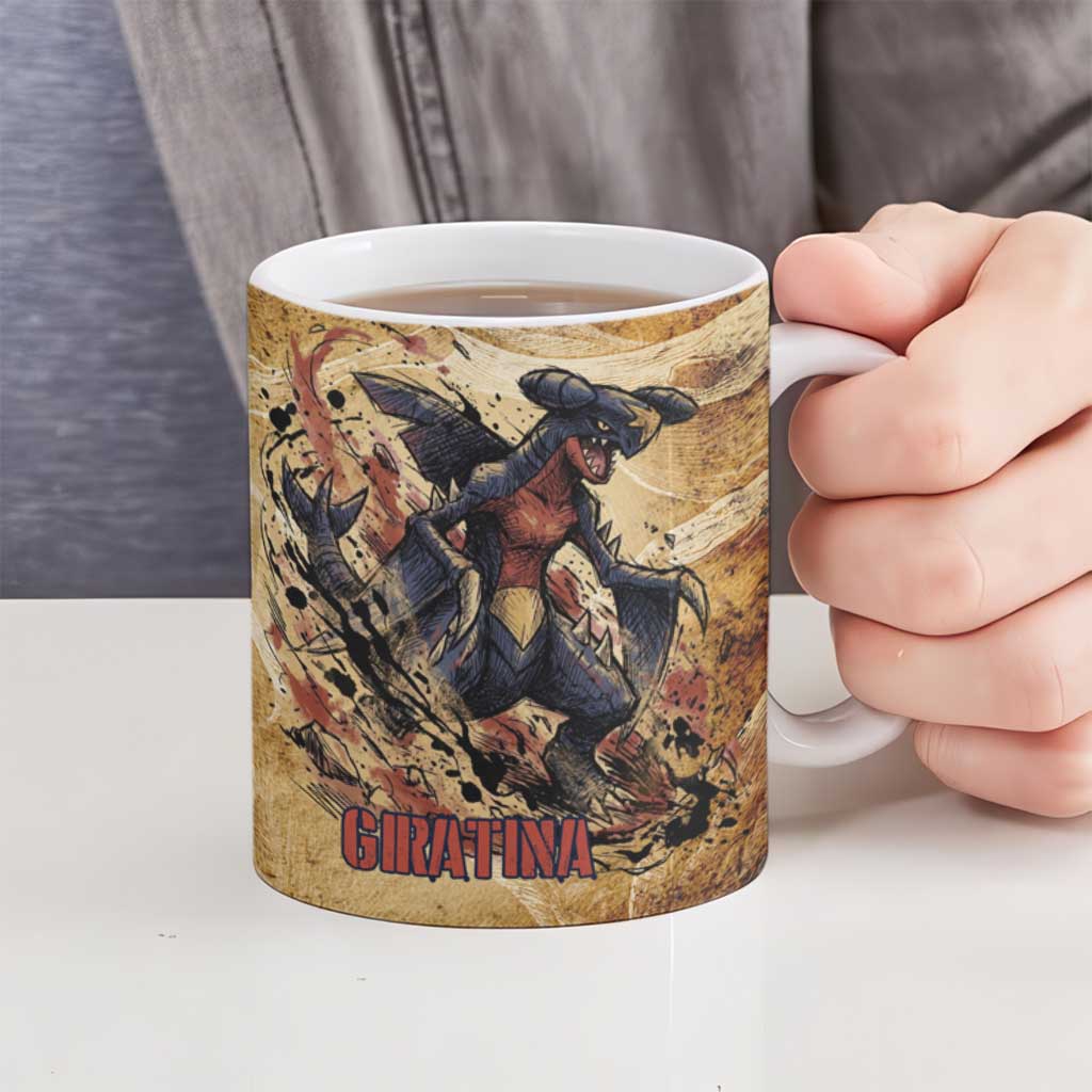 The Desert Apex Giratina Ceramic Mug Grunge Ink Sandstorm Art