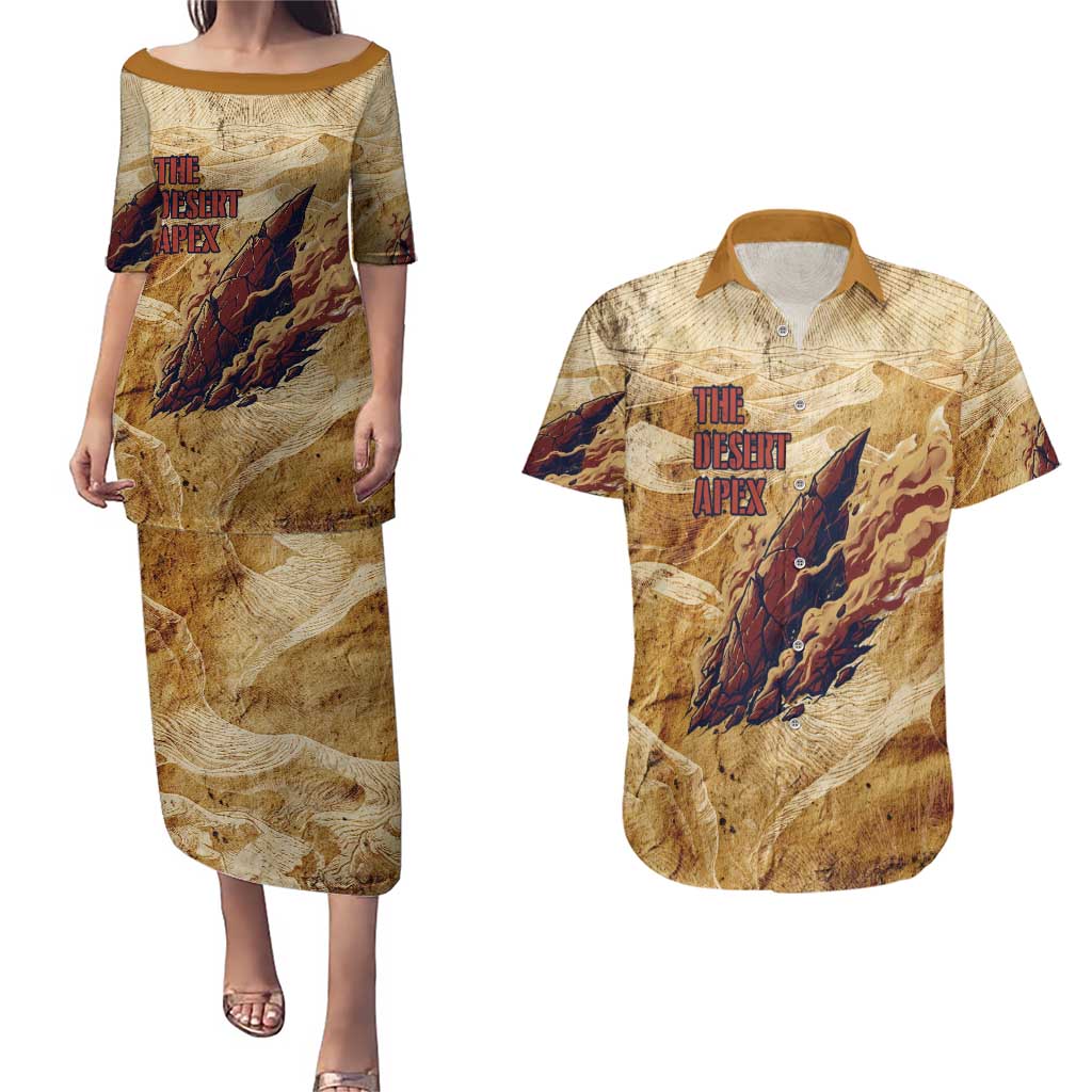 The Desert Apex Giratina Couples Matching Puletasi and Hawaiian Shirt Grunge Ink Sandstorm Art