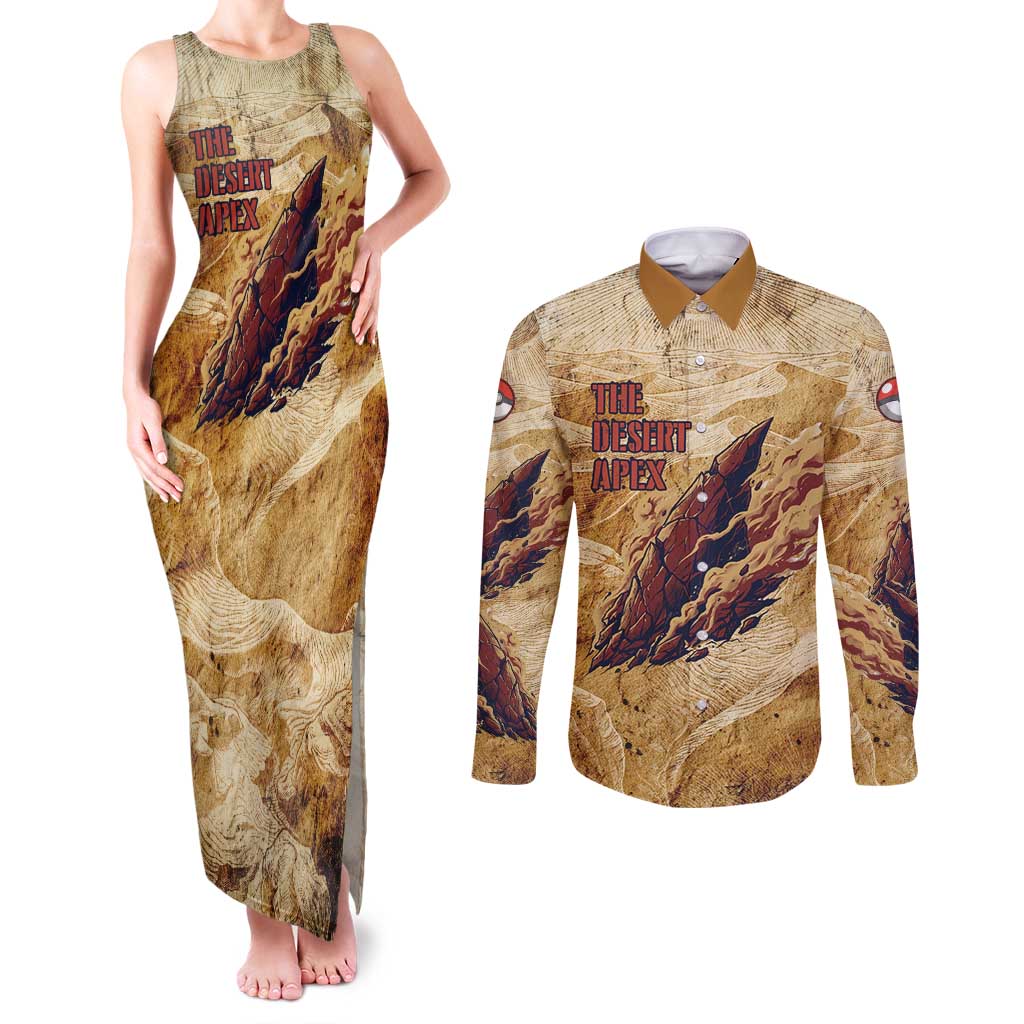 The Desert Apex Giratina Couples Matching Tank Maxi Dress and Long Sleeve Button Shirt Grunge Ink Sandstorm Art