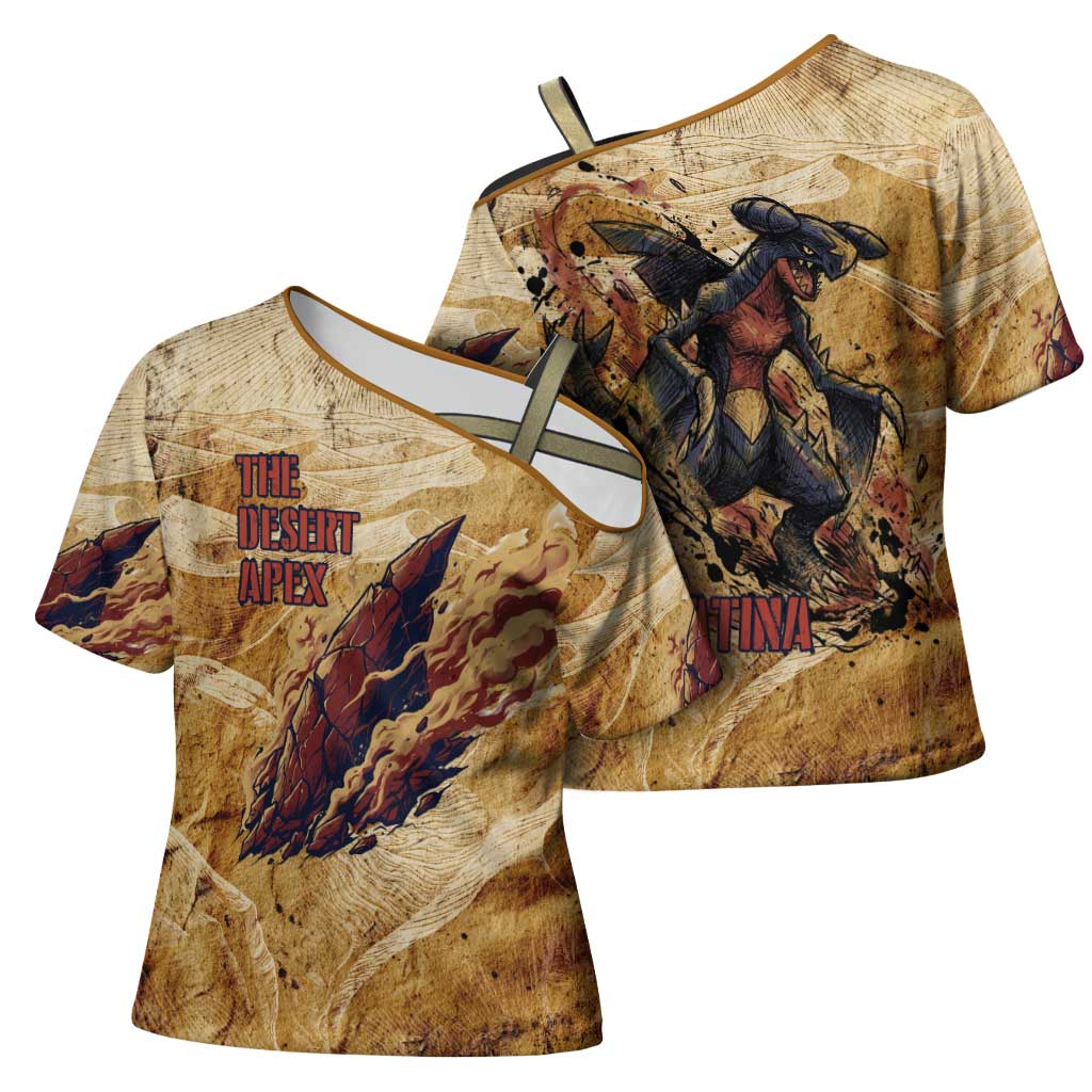 The Desert Apex Giratina Cross Shoulder Shirt Grunge Ink Sandstorm Art