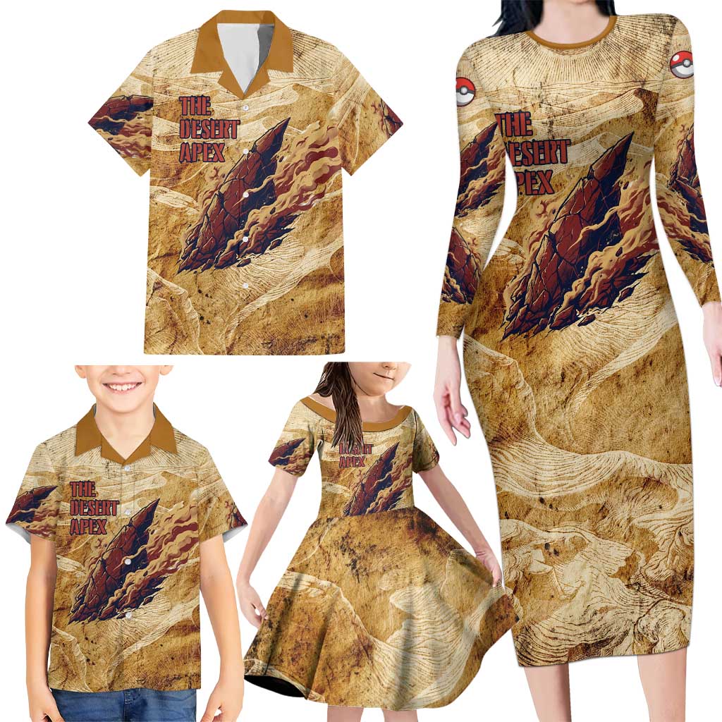 The Desert Apex Giratina Family Matching Long Sleeve Bodycon Dress and Hawaiian Shirt Grunge Ink Sandstorm Art