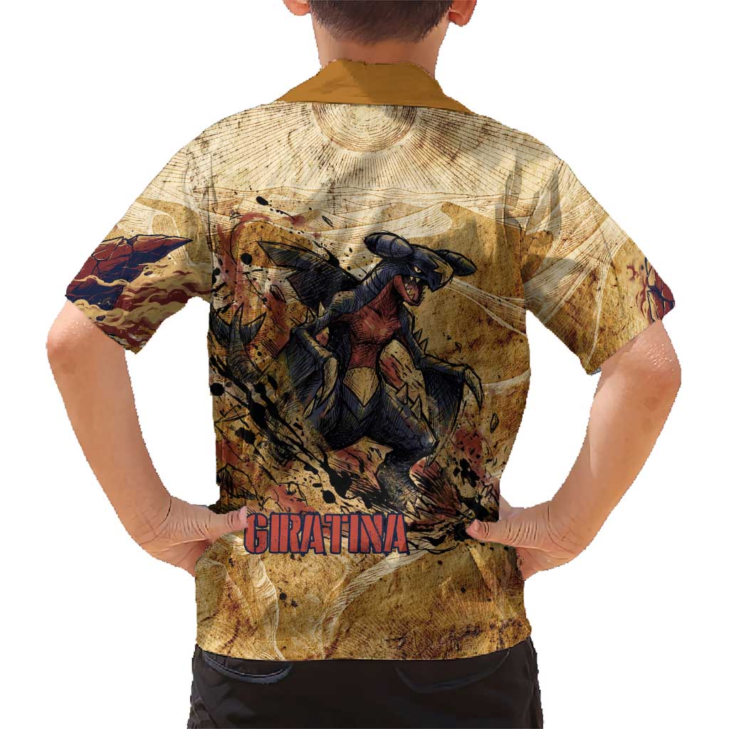 The Desert Apex Giratina Family Matching Long Sleeve Bodycon Dress and Hawaiian Shirt Grunge Ink Sandstorm Art