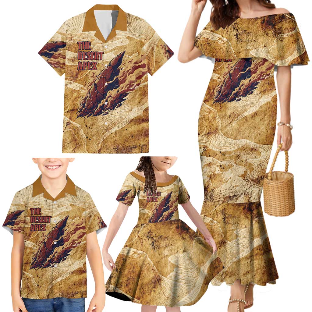 The Desert Apex Giratina Family Matching Mermaid Dress and Hawaiian Shirt Grunge Ink Sandstorm Art