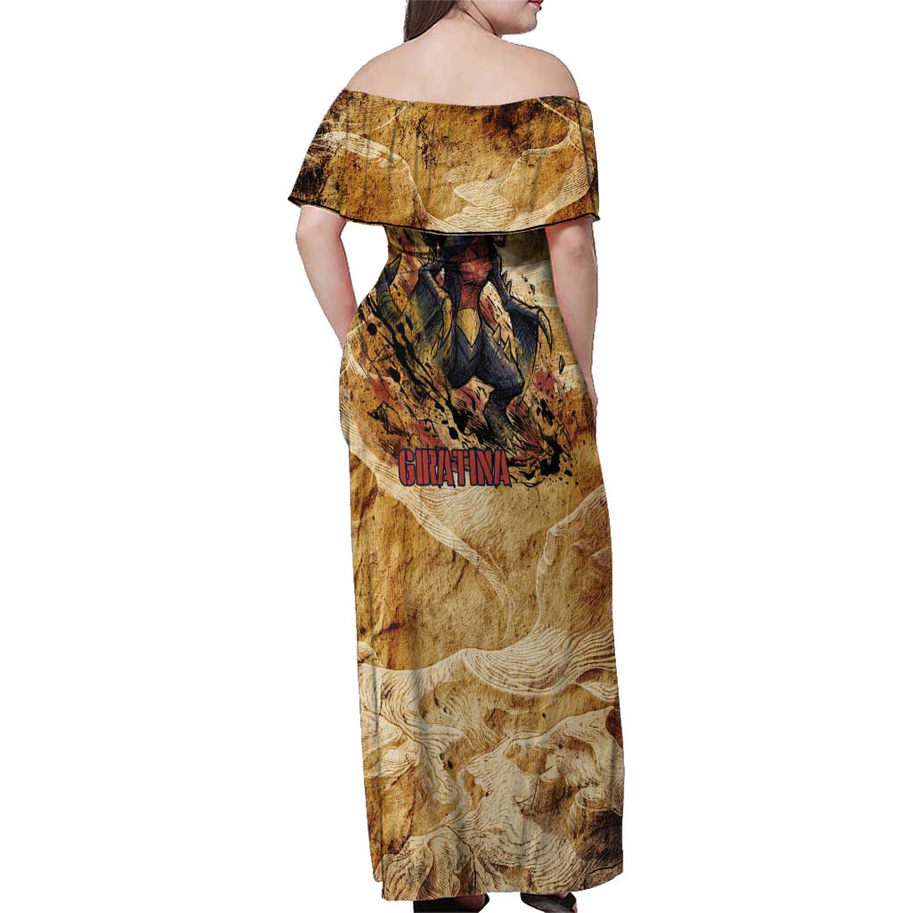 The Desert Apex Giratina Family Matching Off Shoulder Maxi Dress and Hawaiian Shirt Grunge Ink Sandstorm Art