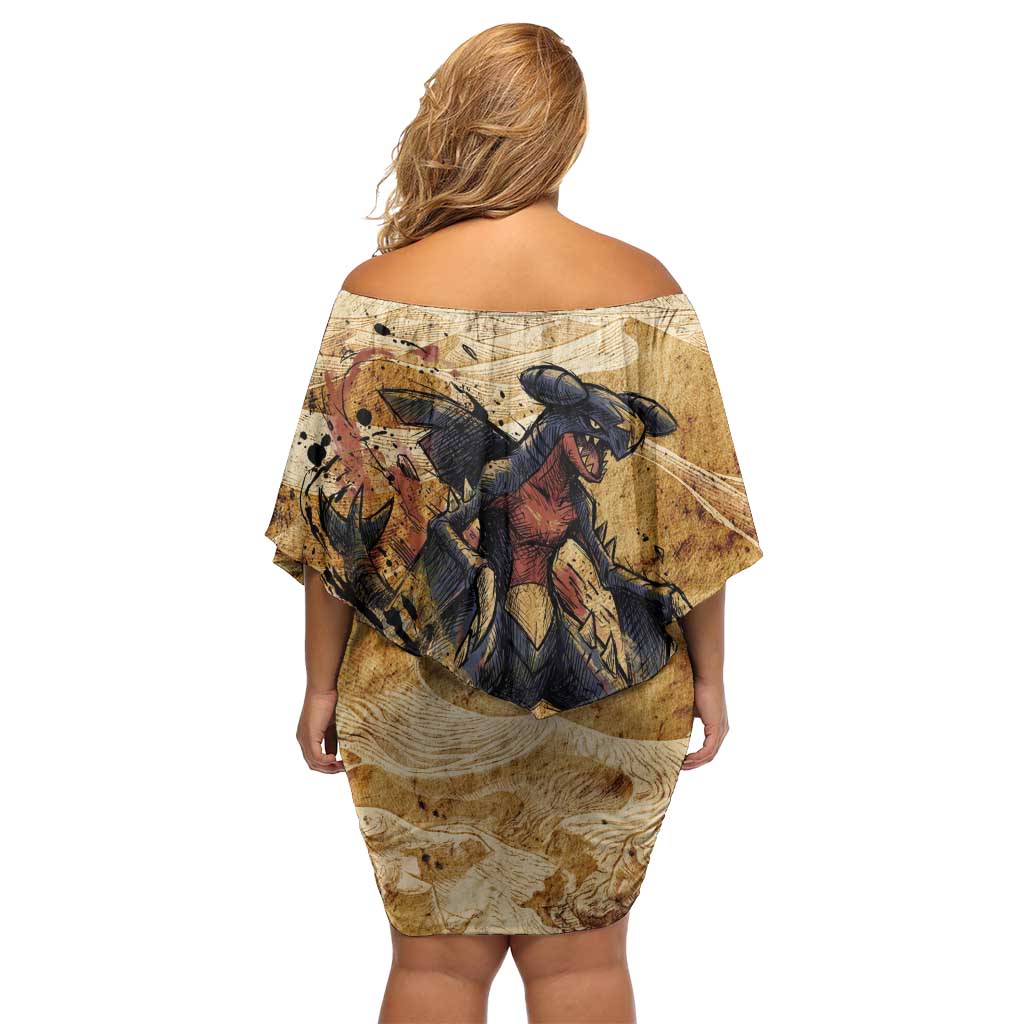 The Desert Apex Giratina Family Matching Off Shoulder Short Dress and Hawaiian Shirt Grunge Ink Sandstorm Art