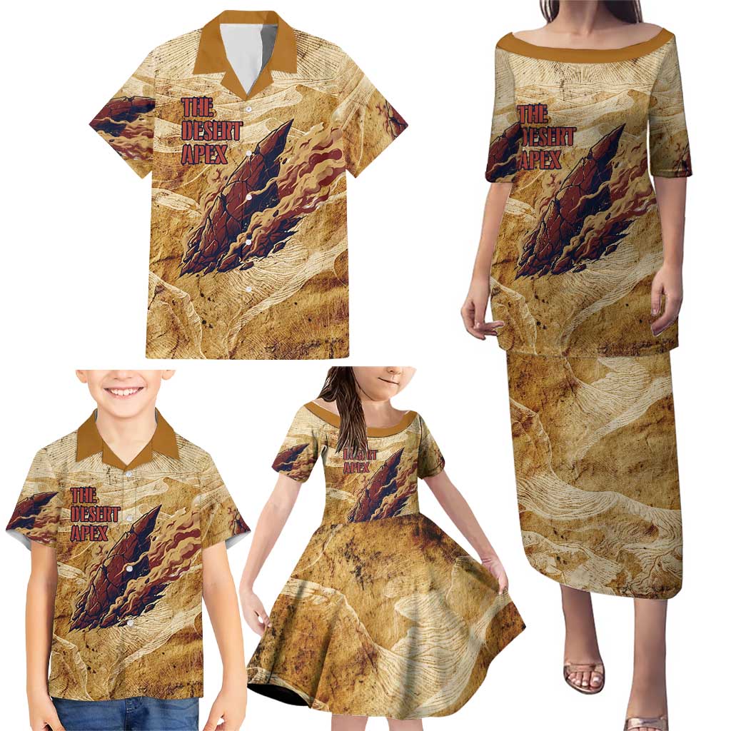 The Desert Apex Giratina Family Matching Puletasi and Hawaiian Shirt Grunge Ink Sandstorm Art