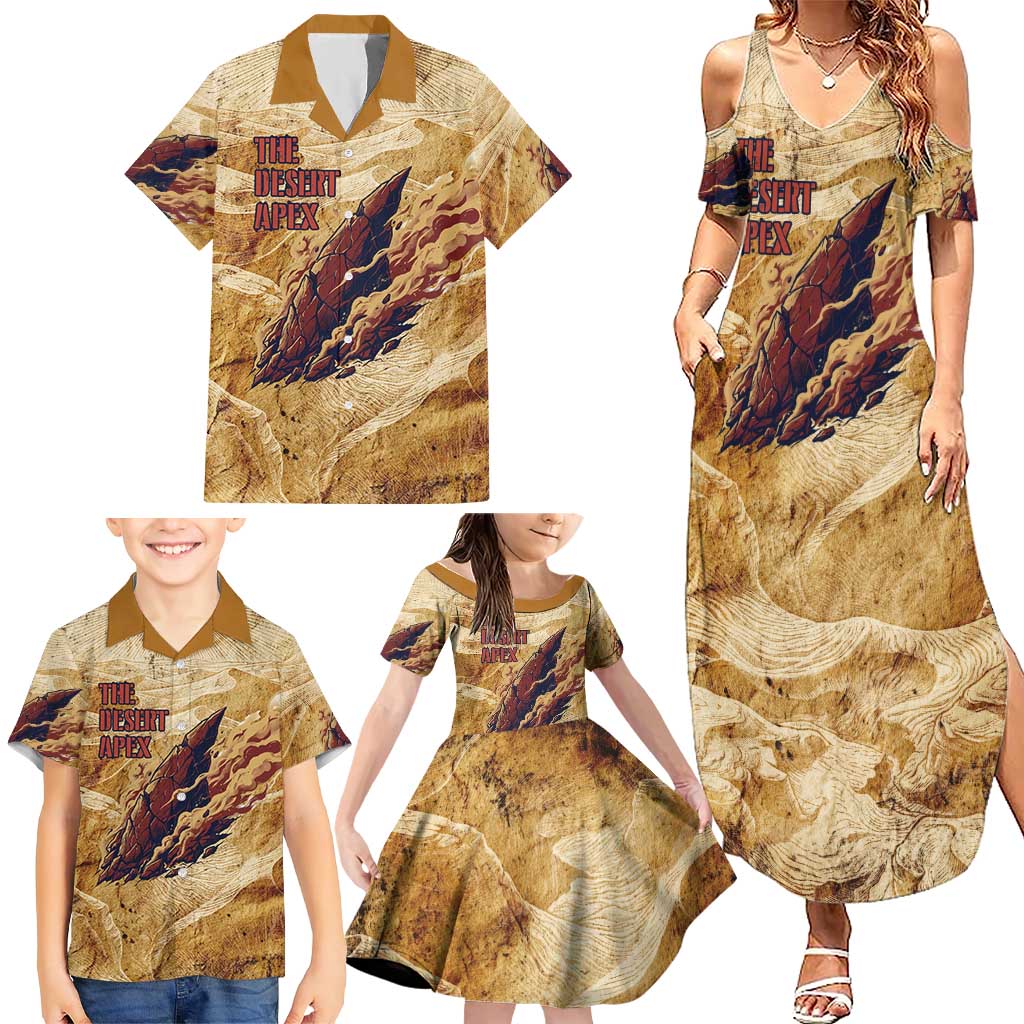 The Desert Apex Giratina Family Matching Summer Maxi Dress and Hawaiian Shirt Grunge Ink Sandstorm Art