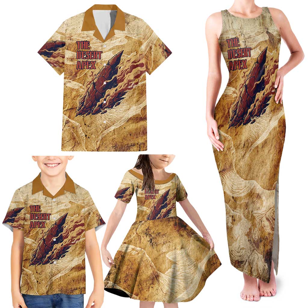 The Desert Apex Giratina Family Matching Tank Maxi Dress and Hawaiian Shirt Grunge Ink Sandstorm Art