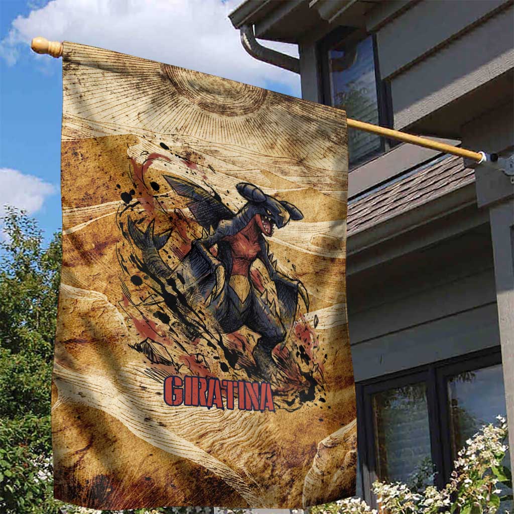 The Desert Apex Giratina Garden Flag Grunge Ink Sandstorm Art