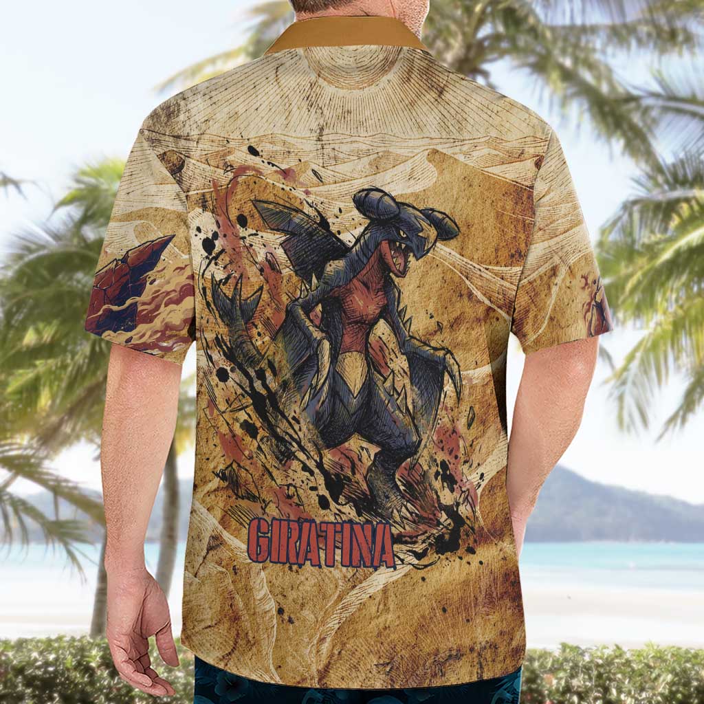 The Desert Apex Giratina Hawaiian Shirt Grunge Ink Sandstorm Art