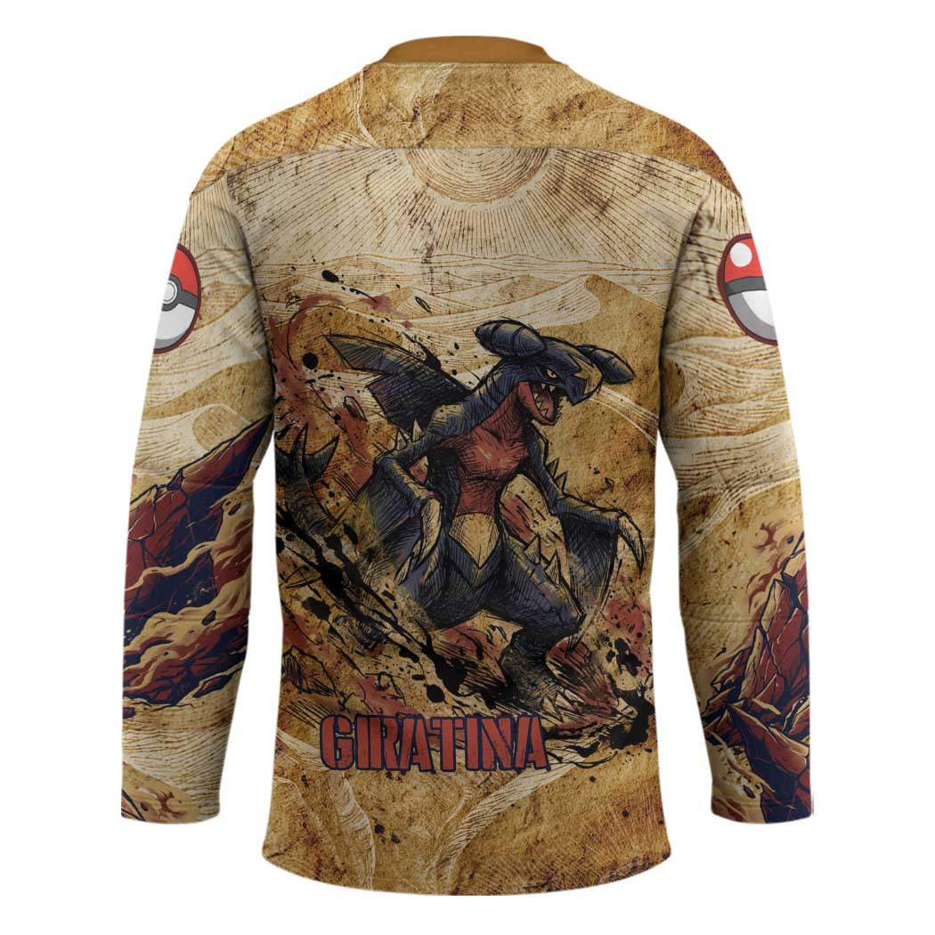 The Desert Apex Giratina Hockey Jersey Grunge Ink Sandstorm Art