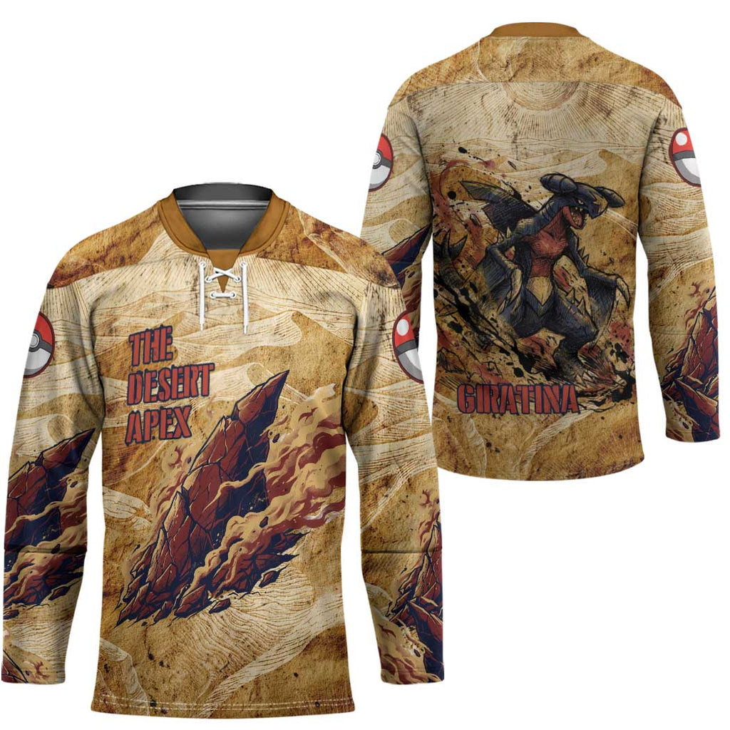 The Desert Apex Giratina Hockey Jersey Grunge Ink Sandstorm Art