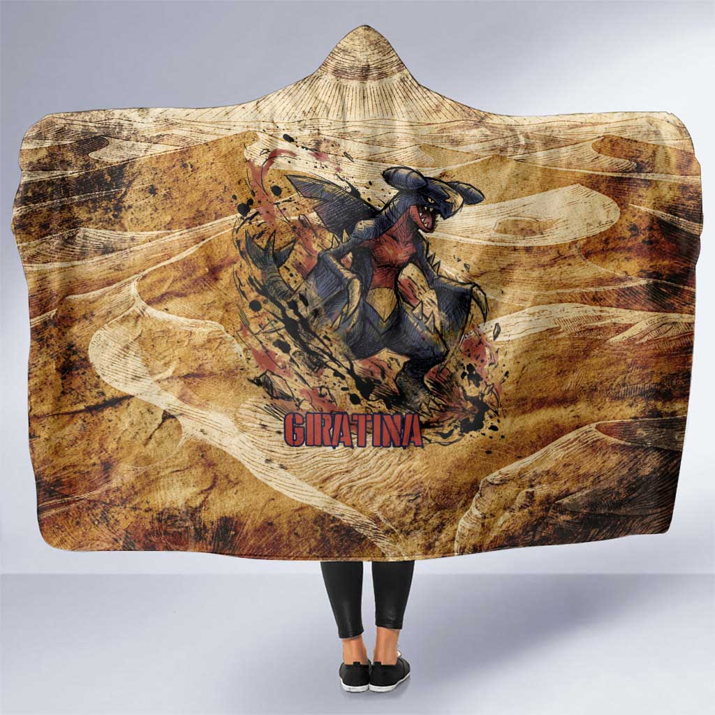 The Desert Apex Giratina Hooded Blanket Grunge Ink Sandstorm Art
