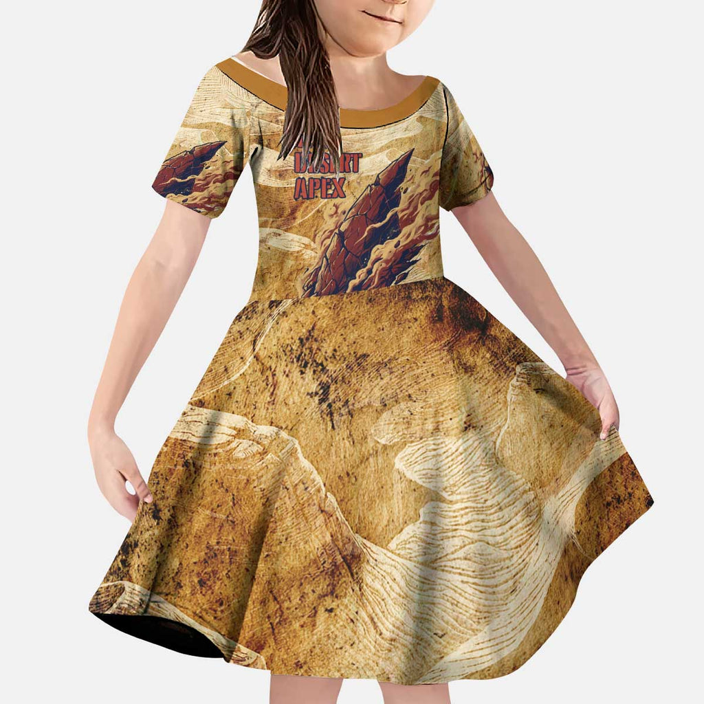 The Desert Apex Giratina Kid Short Sleeve Dress Grunge Ink Sandstorm Art