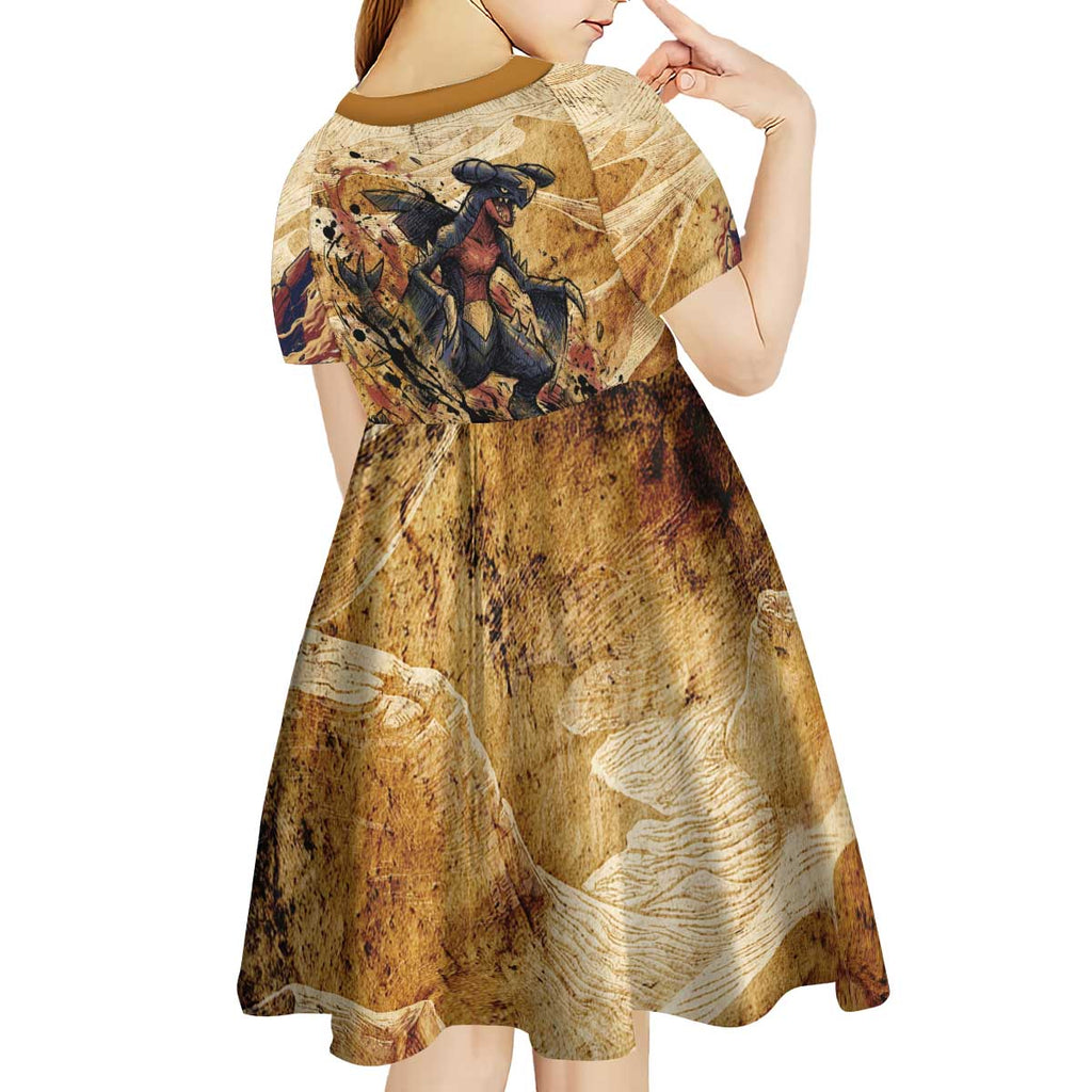 The Desert Apex Giratina Kid Short Sleeve Dress Grunge Ink Sandstorm Art