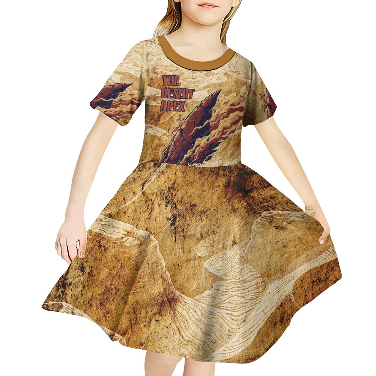The Desert Apex Giratina Kid Short Sleeve Dress Grunge Ink Sandstorm Art