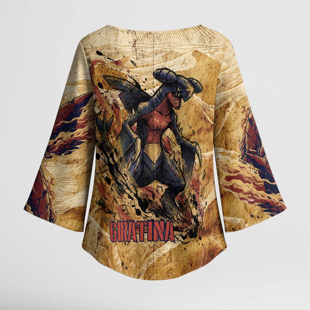 The Desert Apex Giratina Kimono Sleeve Blouse Grunge Ink Sandstorm Art