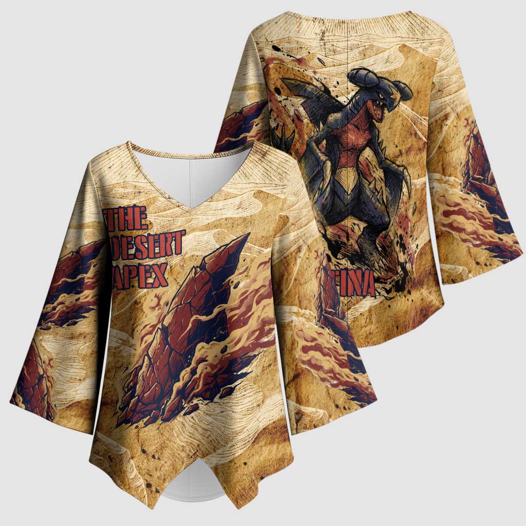 The Desert Apex Giratina Kimono Sleeve Blouse Grunge Ink Sandstorm Art