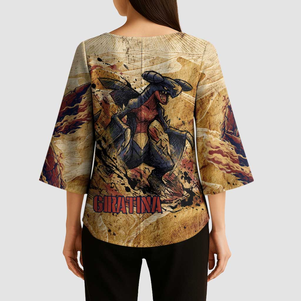 The Desert Apex Giratina Kimono Sleeve Blouse Grunge Ink Sandstorm Art
