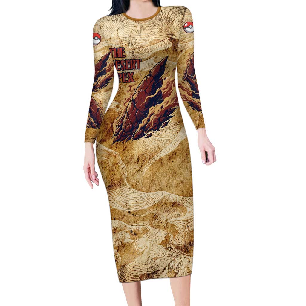 The Desert Apex Giratina Long Sleeve Bodycon Dress Grunge Ink Sandstorm Art