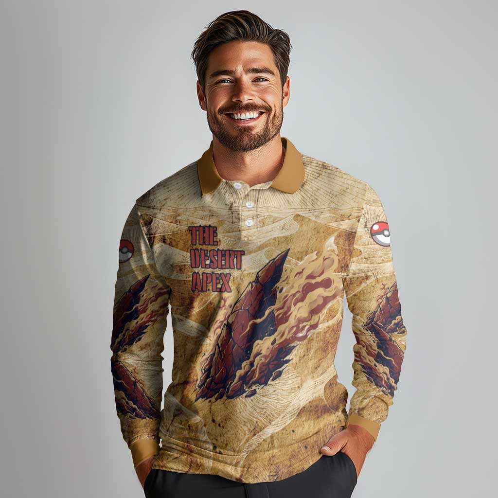 The Desert Apex Giratina Long Sleeve Polo Shirt Grunge Ink Sandstorm Art