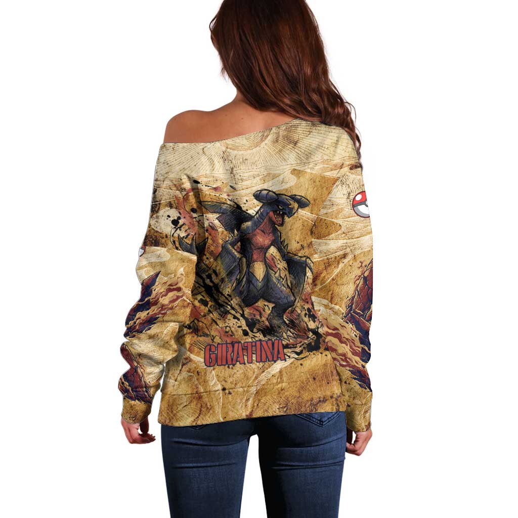 The Desert Apex Giratina Off Shoulder Sweater Grunge Ink Sandstorm Art