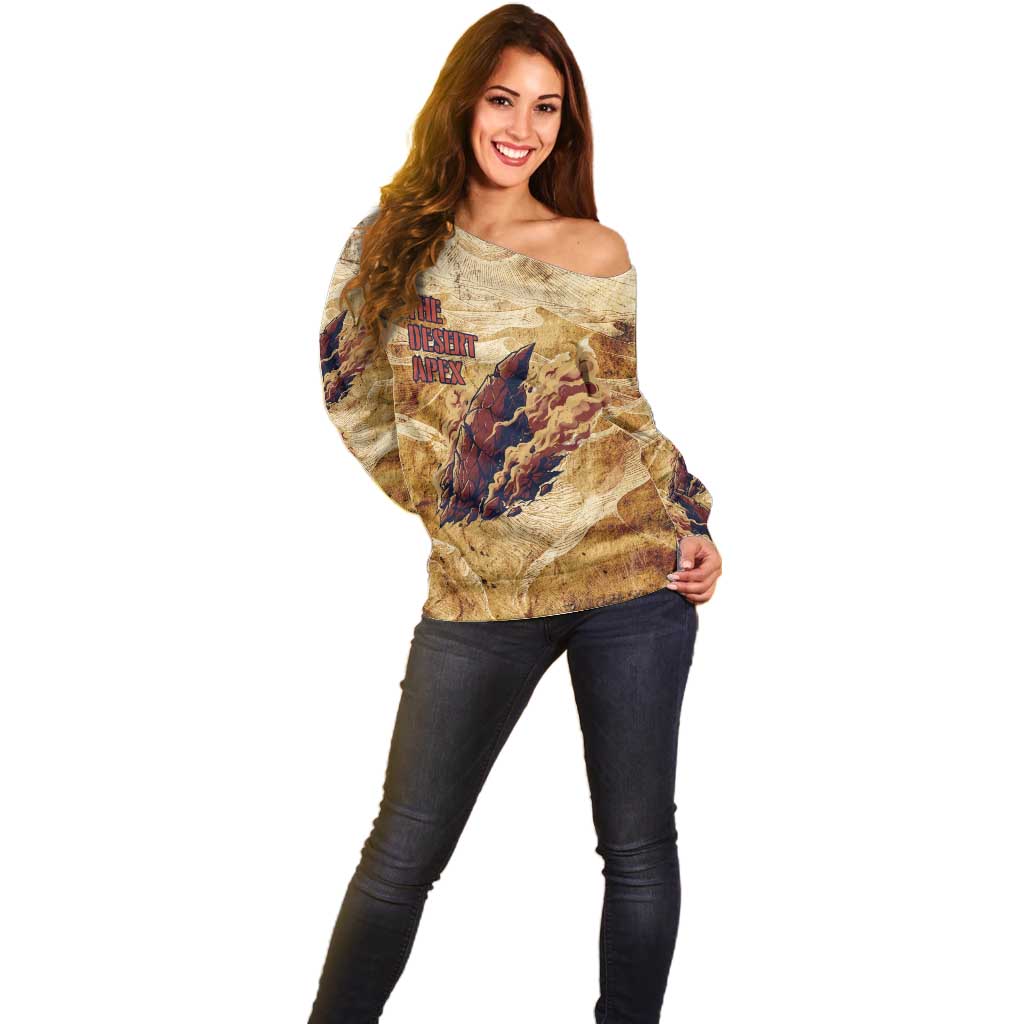 The Desert Apex Giratina Off Shoulder Sweater Grunge Ink Sandstorm Art